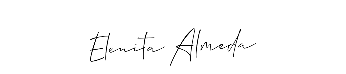 It looks lik you need a new signature style for name Elenita Almeda. Design unique handwritten (Allison_Script) signature with our free signature maker in just a few clicks. Elenita Almeda signature style 2 images and pictures png