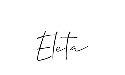 if you are searching for the best signature style for your name Eleta. so please give up your signature search. here we have designed multiple signature styles  using Allison_Script. Eleta signature style 2 images and pictures png