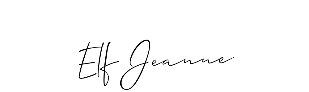 Use a signature maker to create a handwritten signature online. With this signature software, you can design (Allison_Script) your own signature for name Elf Jeanne. Elf Jeanne signature style 2 images and pictures png