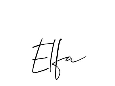 You should practise on your own different ways (Allison_Script) to write your name (Elfa) in signature. don't let someone else do it for you. Elfa signature style 2 images and pictures png