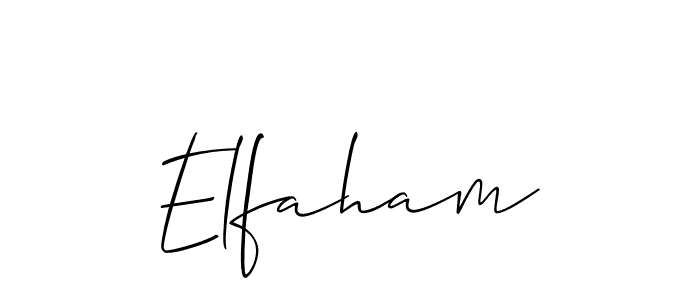 You can use this online signature creator to create a handwritten signature for the name Elfaham. This is the best online autograph maker. Elfaham signature style 2 images and pictures png