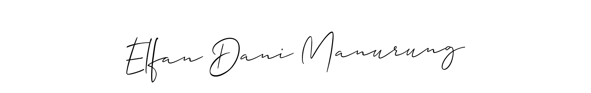 Allison_Script is a professional signature style that is perfect for those who want to add a touch of class to their signature. It is also a great choice for those who want to make their signature more unique. Get Elfan Dani Manurung name to fancy signature for free. Elfan Dani Manurung signature style 2 images and pictures png