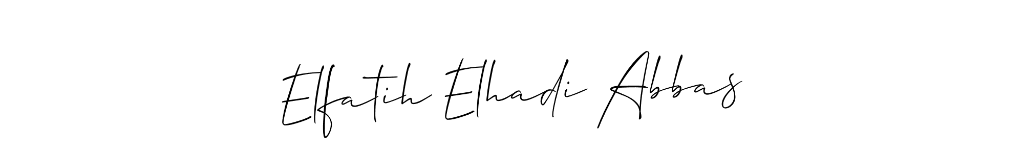 Allison_Script is a professional signature style that is perfect for those who want to add a touch of class to their signature. It is also a great choice for those who want to make their signature more unique. Get Elfatih Elhadi Abbas name to fancy signature for free. Elfatih Elhadi Abbas signature style 2 images and pictures png