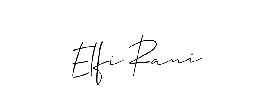 You should practise on your own different ways (Allison_Script) to write your name (Elfi Rani) in signature. don't let someone else do it for you. Elfi Rani signature style 2 images and pictures png
