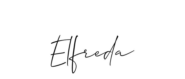 Create a beautiful signature design for name Elfreda. With this signature (Allison_Script) fonts, you can make a handwritten signature for free. Elfreda signature style 2 images and pictures png