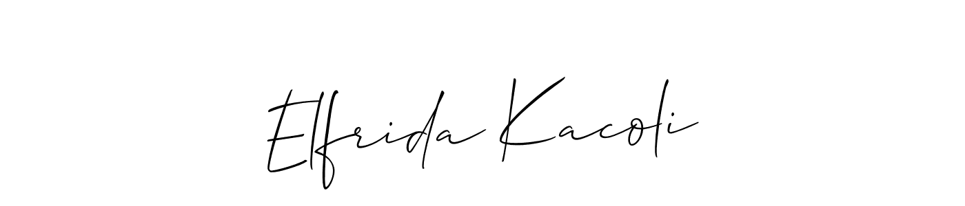 Create a beautiful signature design for name Elfrida Kacoli. With this signature (Allison_Script) fonts, you can make a handwritten signature for free. Elfrida Kacoli signature style 2 images and pictures png