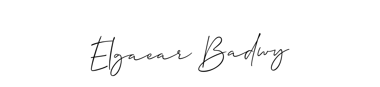 You should practise on your own different ways (Allison_Script) to write your name (Elgaear Badwy) in signature. don't let someone else do it for you. Elgaear Badwy signature style 2 images and pictures png