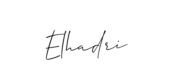 The best way (Allison_Script) to make a short signature is to pick only two or three words in your name. The name Elhadri include a total of six letters. For converting this name. Elhadri signature style 2 images and pictures png