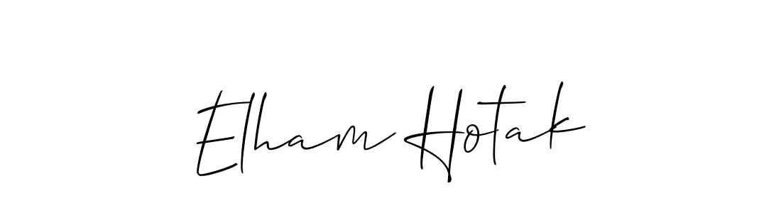 Also You can easily find your signature by using the search form. We will create Elham Hotak name handwritten signature images for you free of cost using Allison_Script sign style. Elham Hotak signature style 2 images and pictures png