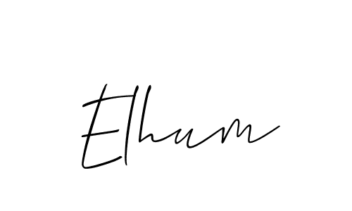 Create a beautiful signature design for name Elhum. With this signature (Allison_Script) fonts, you can make a handwritten signature for free. Elhum signature style 2 images and pictures png