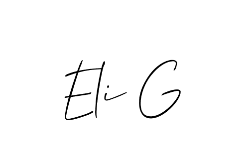 Allison_Script is a professional signature style that is perfect for those who want to add a touch of class to their signature. It is also a great choice for those who want to make their signature more unique. Get Eli G name to fancy signature for free. Eli G signature style 2 images and pictures png