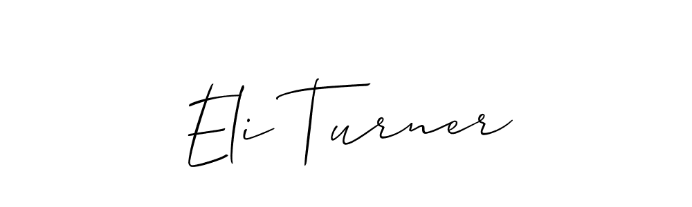 The best way (Allison_Script) to make a short signature is to pick only two or three words in your name. The name Eli Turner include a total of six letters. For converting this name. Eli Turner signature style 2 images and pictures png