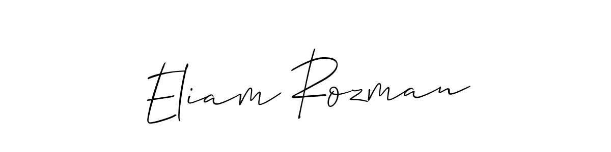 Make a short Eliam Rozman signature style. Manage your documents anywhere anytime using Allison_Script. Create and add eSignatures, submit forms, share and send files easily. Eliam Rozman signature style 2 images and pictures png