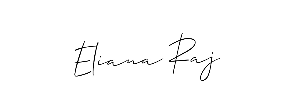 The best way (Allison_Script) to make a short signature is to pick only two or three words in your name. The name Eliana Raj include a total of six letters. For converting this name. Eliana Raj signature style 2 images and pictures png