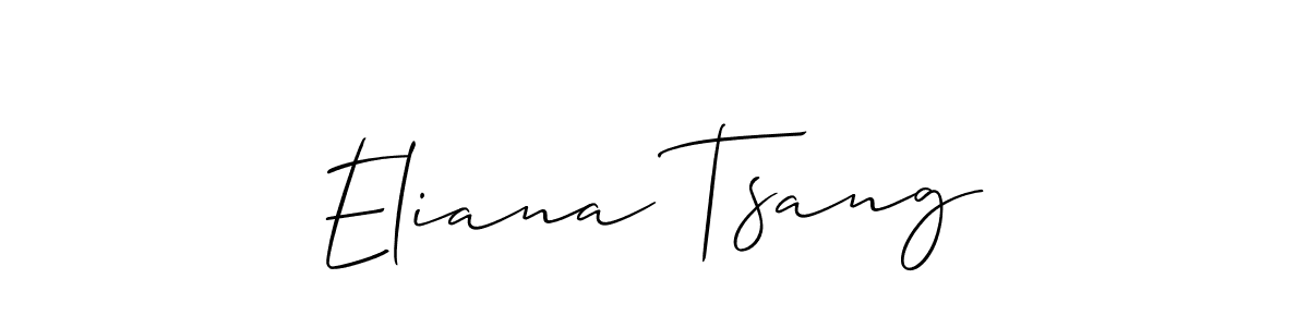 The best way (Allison_Script) to make a short signature is to pick only two or three words in your name. The name Eliana Tsang include a total of six letters. For converting this name. Eliana Tsang signature style 2 images and pictures png