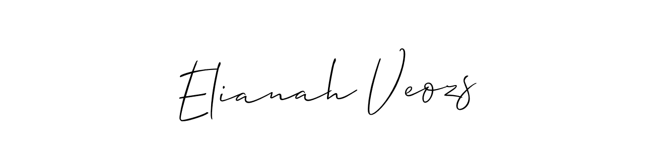 Allison_Script is a professional signature style that is perfect for those who want to add a touch of class to their signature. It is also a great choice for those who want to make their signature more unique. Get Elianah Veozs name to fancy signature for free. Elianah Veozs signature style 2 images and pictures png