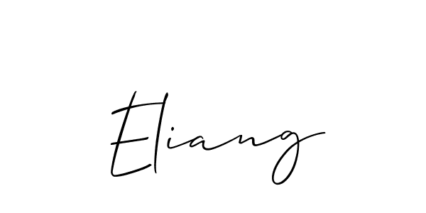 Eliang stylish signature style. Best Handwritten Sign (Allison_Script) for my name. Handwritten Signature Collection Ideas for my name Eliang. Eliang signature style 2 images and pictures png