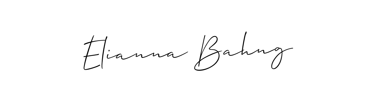 You should practise on your own different ways (Allison_Script) to write your name (Elianna Bahng) in signature. don't let someone else do it for you. Elianna Bahng signature style 2 images and pictures png