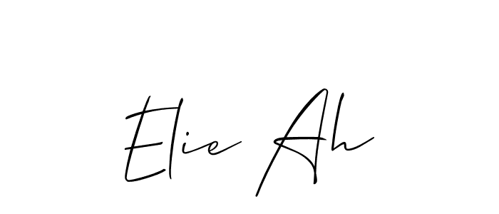 The best way (Allison_Script) to make a short signature is to pick only two or three words in your name. The name Elie Ah include a total of six letters. For converting this name. Elie Ah signature style 2 images and pictures png