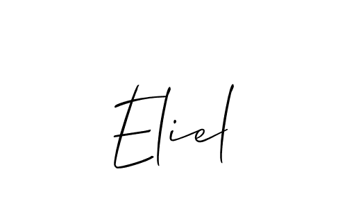 Use a signature maker to create a handwritten signature online. With this signature software, you can design (Allison_Script) your own signature for name Eliel. Eliel signature style 2 images and pictures png