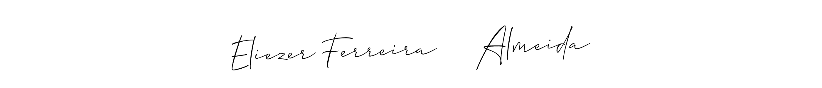 It looks lik you need a new signature style for name Eliezer Ferreira     Almeida. Design unique handwritten (Allison_Script) signature with our free signature maker in just a few clicks. Eliezer Ferreira     Almeida signature style 2 images and pictures png