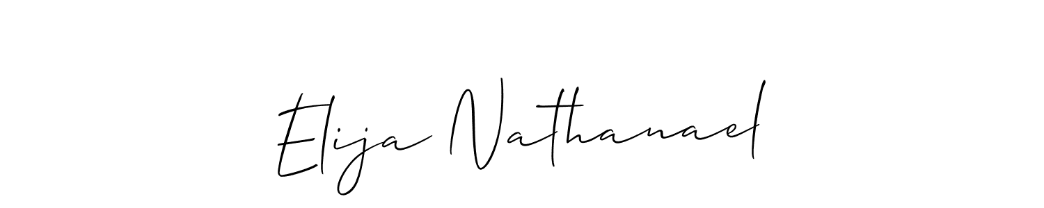The best way (Allison_Script) to make a short signature is to pick only two or three words in your name. The name Elija Nathanael include a total of six letters. For converting this name. Elija Nathanael signature style 2 images and pictures png