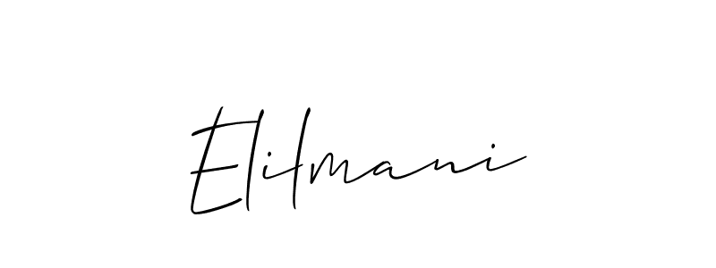 Allison_Script is a professional signature style that is perfect for those who want to add a touch of class to their signature. It is also a great choice for those who want to make their signature more unique. Get Elilmani name to fancy signature for free. Elilmani signature style 2 images and pictures png
