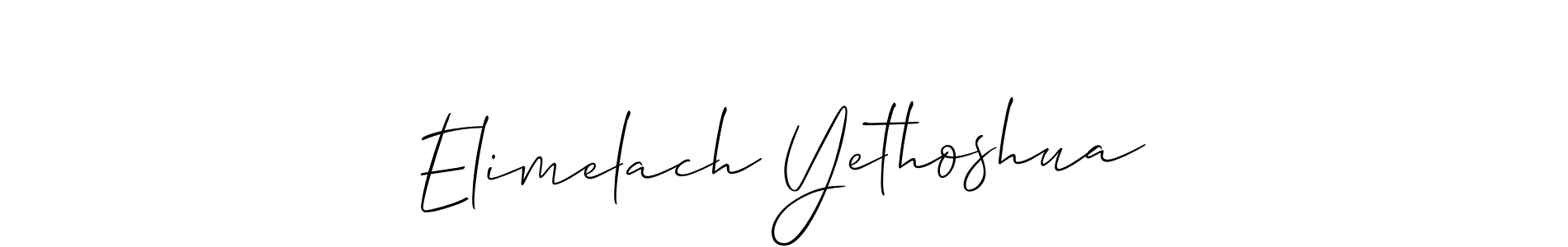 Design your own signature with our free online signature maker. With this signature software, you can create a handwritten (Allison_Script) signature for name Elimelach Yethoshua. Elimelach Yethoshua signature style 2 images and pictures png