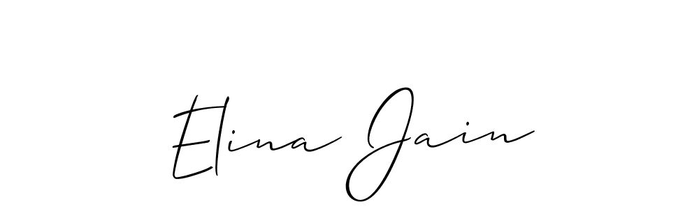 The best way (Allison_Script) to make a short signature is to pick only two or three words in your name. The name Elina Jain include a total of six letters. For converting this name. Elina Jain signature style 2 images and pictures png