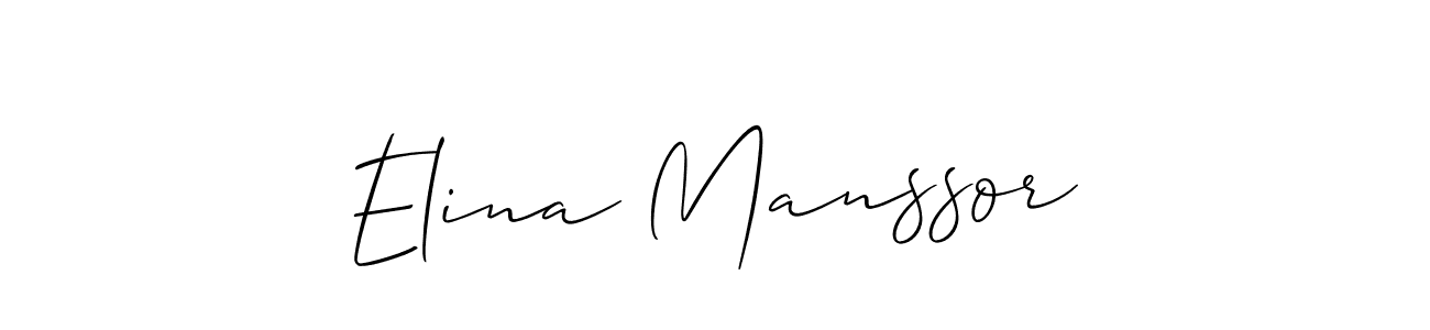 Use a signature maker to create a handwritten signature online. With this signature software, you can design (Allison_Script) your own signature for name Elina Manssor. Elina Manssor signature style 2 images and pictures png