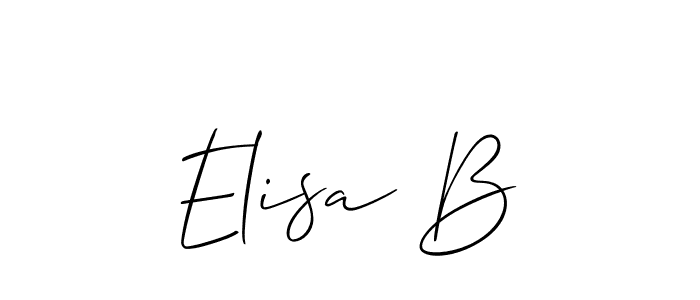 The best way (Allison_Script) to make a short signature is to pick only two or three words in your name. The name Elisa B include a total of six letters. For converting this name. Elisa B signature style 2 images and pictures png