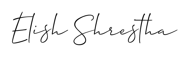 Designed for modern professionals: Elish Shrestha name signature crafted with Allison_Script script. Ready for digital PDF workflows. Elish Shrestha signature style 2 images and pictures png
