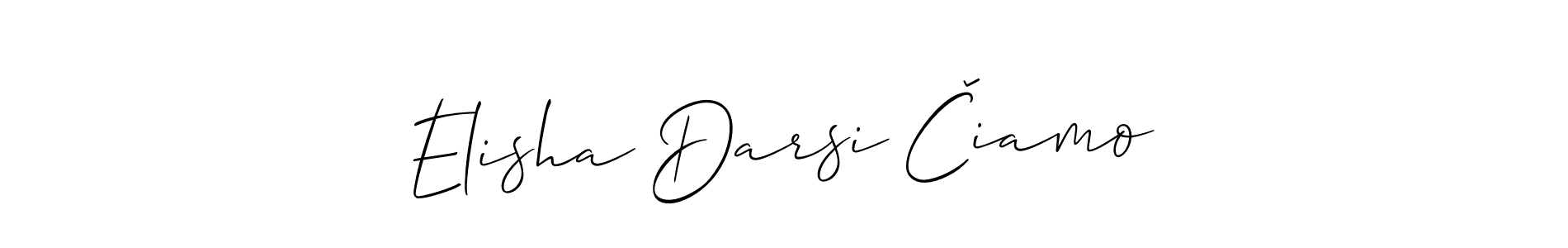 Allison_Script is a professional signature style that is perfect for those who want to add a touch of class to their signature. It is also a great choice for those who want to make their signature more unique. Get Elisha Darsi Čiamo name to fancy signature for free. Elisha Darsi Čiamo signature style 2 images and pictures png