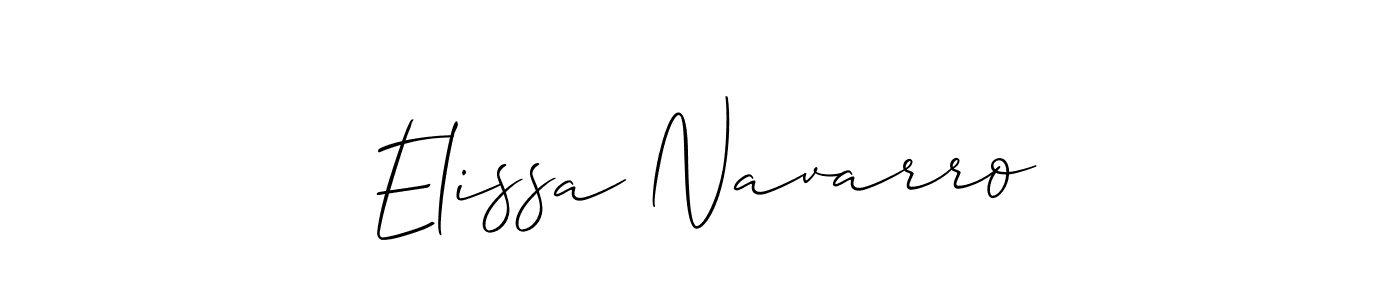 if you are searching for the best signature style for your name Elissa Navarro. so please give up your signature search. here we have designed multiple signature styles  using Allison_Script. Elissa Navarro signature style 2 images and pictures png