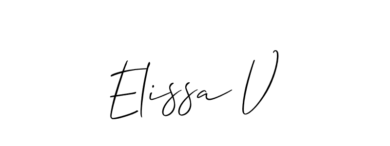 You should practise on your own different ways (Allison_Script) to write your name (Elissa V) in signature. don't let someone else do it for you. Elissa V signature style 2 images and pictures png