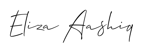 You should practise on your own different ways (Allison_Script) to write your name (Eliza Aashiq) in signature. Don't let someone else do it for you. Eliza Aashiq signature style 2 images and pictures png