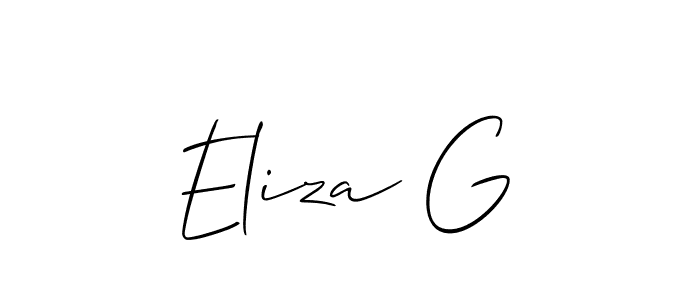 Allison_Script is a professional signature style that is perfect for those who want to add a touch of class to their signature. It is also a great choice for those who want to make their signature more unique. Get Eliza G name to fancy signature for free. Eliza G signature style 2 images and pictures png