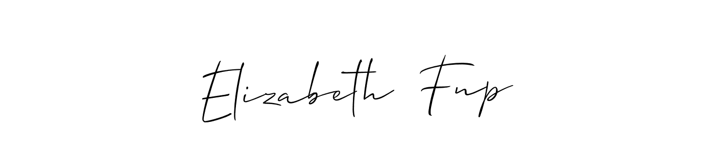 Similarly Allison_Script is the best handwritten signature design. Signature creator online .You can use it as an online autograph creator for name Elizabeth  Fnp. Elizabeth  Fnp signature style 2 images and pictures png