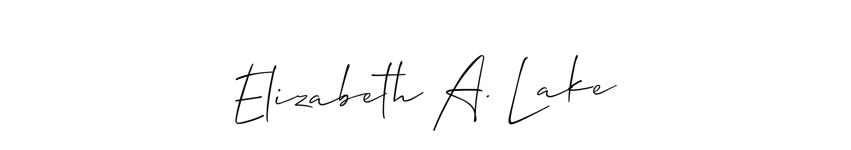 It looks lik you need a new signature style for name Elizabeth A. Lake. Design unique handwritten (Allison_Script) signature with our free signature maker in just a few clicks. Elizabeth A. Lake signature style 2 images and pictures png