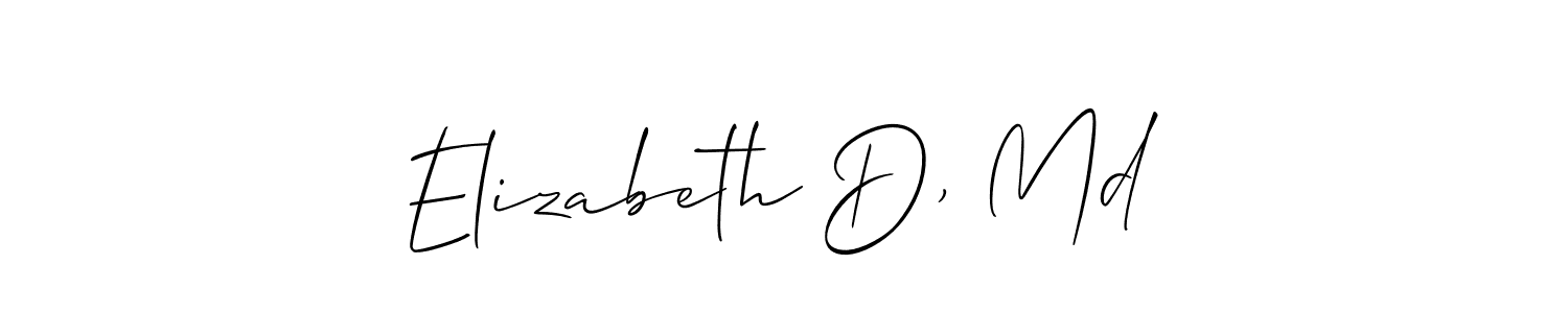 The best way (Allison_Script) to make a short signature is to pick only two or three words in your name. The name Elizabeth D, Md include a total of six letters. For converting this name. Elizabeth D, Md signature style 2 images and pictures png