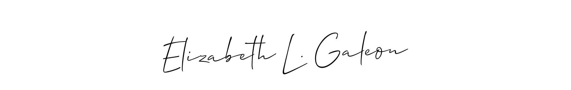 Also You can easily find your signature by using the search form. We will create Elizabeth L. Galeon name handwritten signature images for you free of cost using Allison_Script sign style. Elizabeth L. Galeon signature style 2 images and pictures png