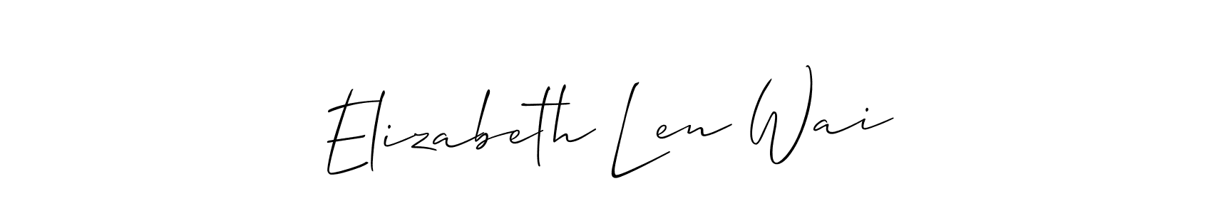 if you are searching for the best signature style for your name Elizabeth Len Wai. so please give up your signature search. here we have designed multiple signature styles  using Allison_Script. Elizabeth Len Wai signature style 2 images and pictures png