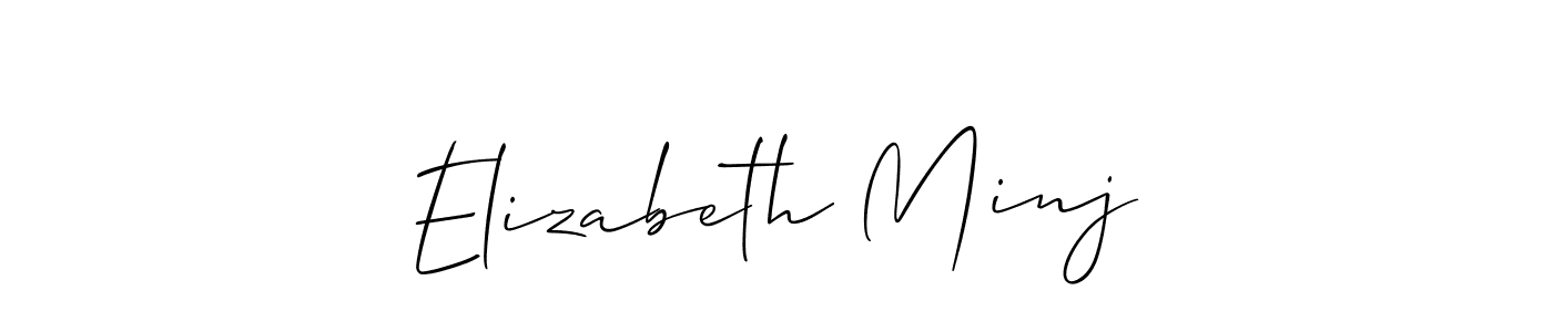 Make a beautiful signature design for name Elizabeth Minj. With this signature (Allison_Script) style, you can create a handwritten signature for free. Elizabeth Minj signature style 2 images and pictures png