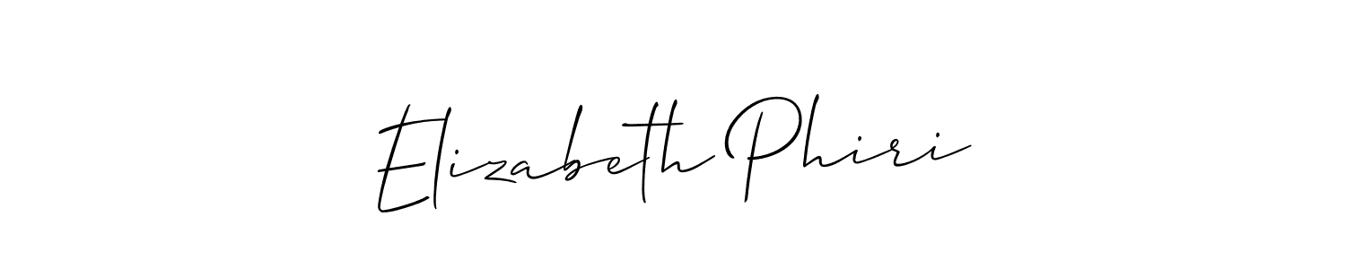 You should practise on your own different ways (Allison_Script) to write your name (Elizabeth Phiri) in signature. don't let someone else do it for you. Elizabeth Phiri signature style 2 images and pictures png