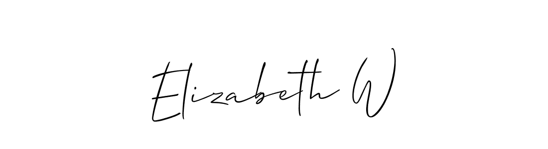 How to make Elizabeth W name signature. Use Allison_Script style for creating short signs online. This is the latest handwritten sign. Elizabeth W signature style 2 images and pictures png