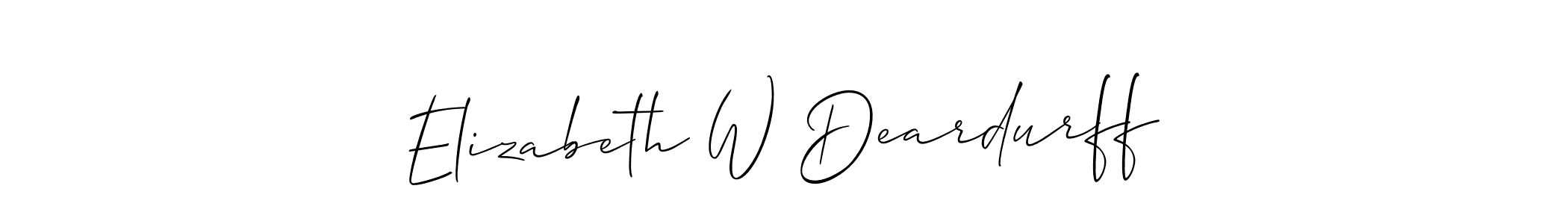 How to Draw Elizabeth W Deardurff signature style? Allison_Script is a latest design signature styles for name Elizabeth W Deardurff. Elizabeth W Deardurff signature style 2 images and pictures png