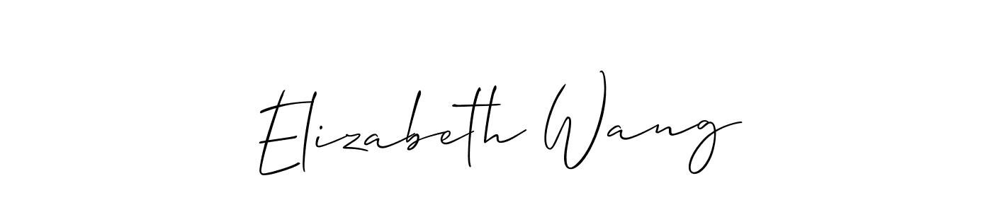 The best way (Allison_Script) to make a short signature is to pick only two or three words in your name. The name Elizabeth Wang include a total of six letters. For converting this name. Elizabeth Wang signature style 2 images and pictures png