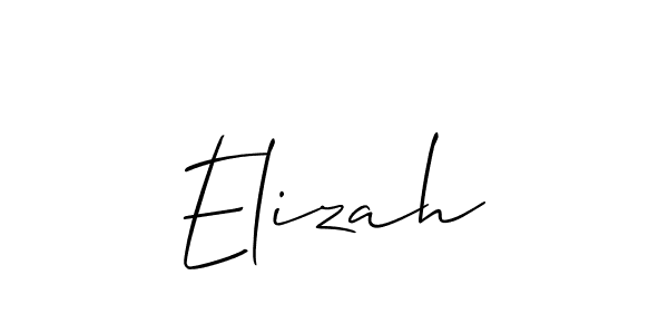 The best way (Allison_Script) to make a short signature is to pick only two or three words in your name. The name Elizah include a total of six letters. For converting this name. Elizah signature style 2 images and pictures png