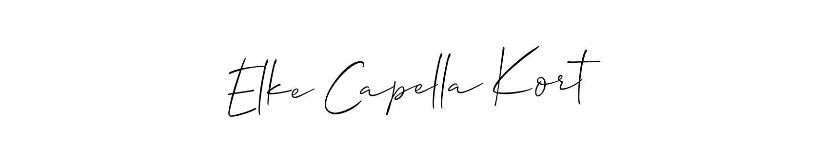 This is the best signature style for the Elke Capella Kort name. Also you like these signature font (Allison_Script). Mix name signature. Elke Capella Kort signature style 2 images and pictures png