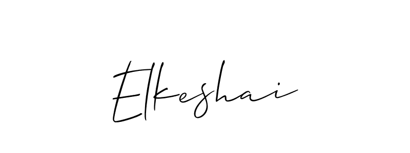 Allison_Script is a professional signature style that is perfect for those who want to add a touch of class to their signature. It is also a great choice for those who want to make their signature more unique. Get Elkeshai name to fancy signature for free. Elkeshai signature style 2 images and pictures png